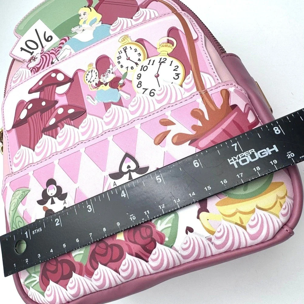 DISNEY LOUNGEFLY NWT Alice in Wonderland Pink Cake‎ Mini Backpack Tea Party